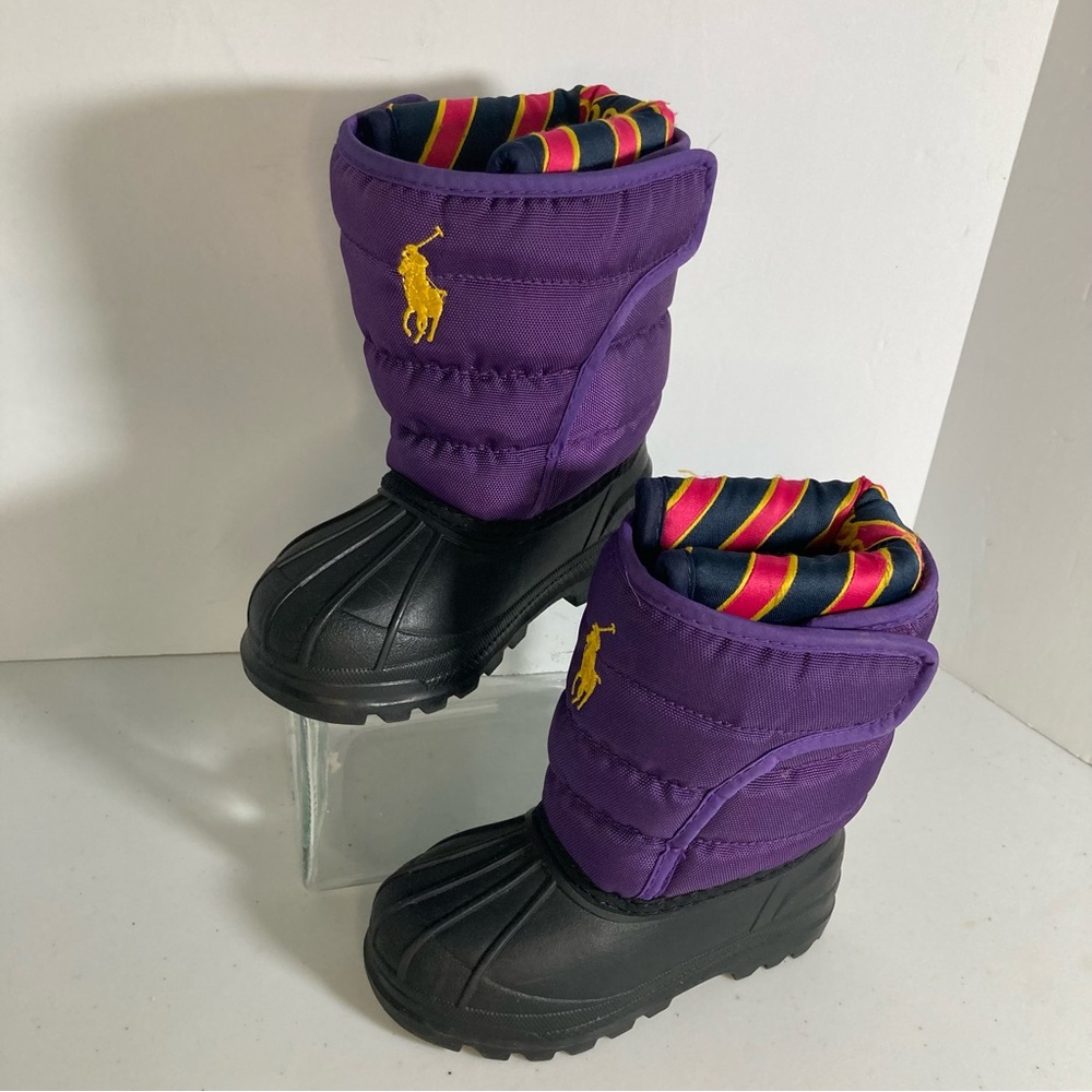 Polo Ralph Lauren Waterproof Boots Unisex Kids Size 7 Liners Logo Very Clean